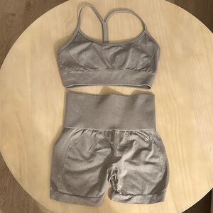 AYBL Empower Taupe Sports Bra and Shorts Set